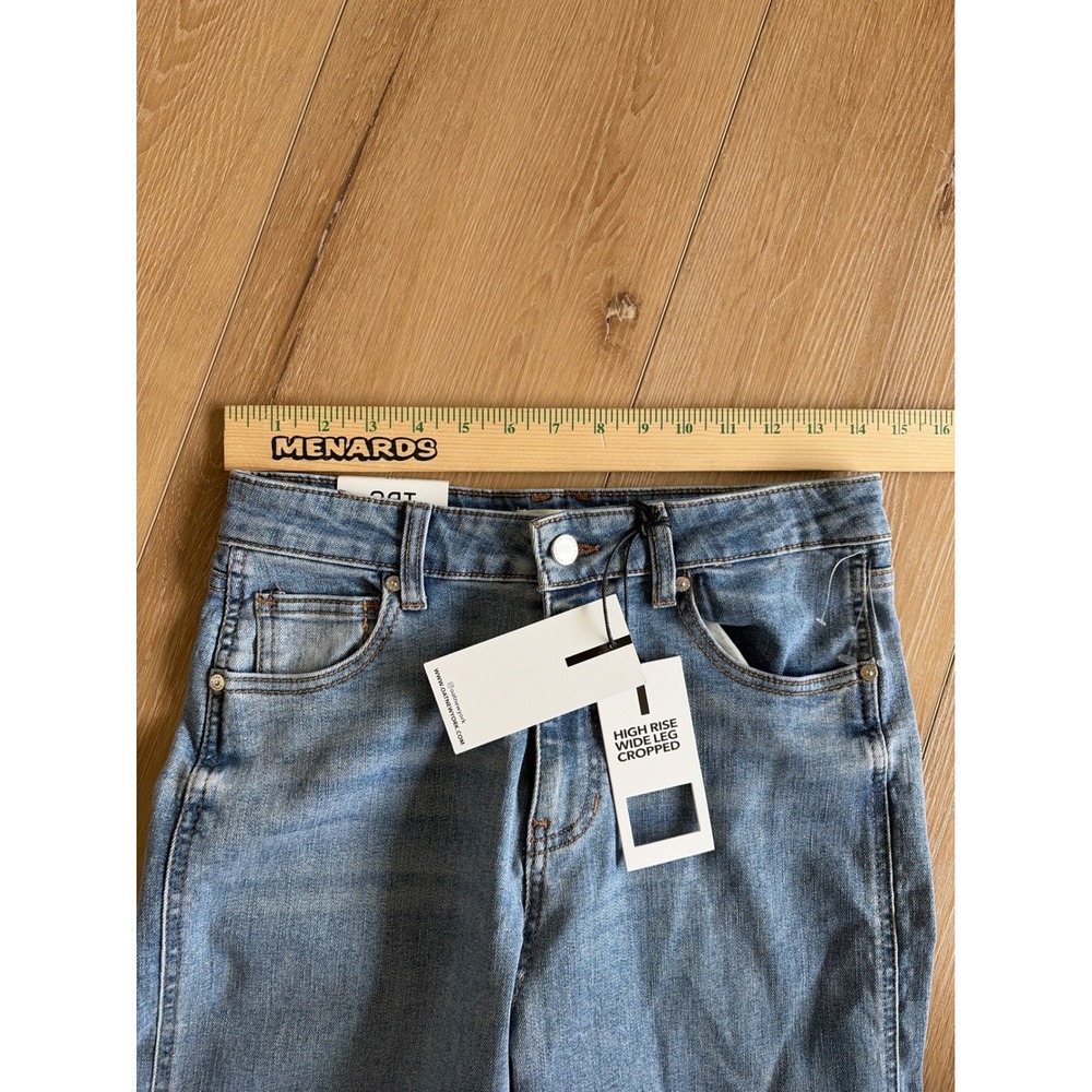 OAT New York High Rise Wide Leg Cropped Jeans Blue Released Hem Size 4/27 NEW - Picture 5 of 8